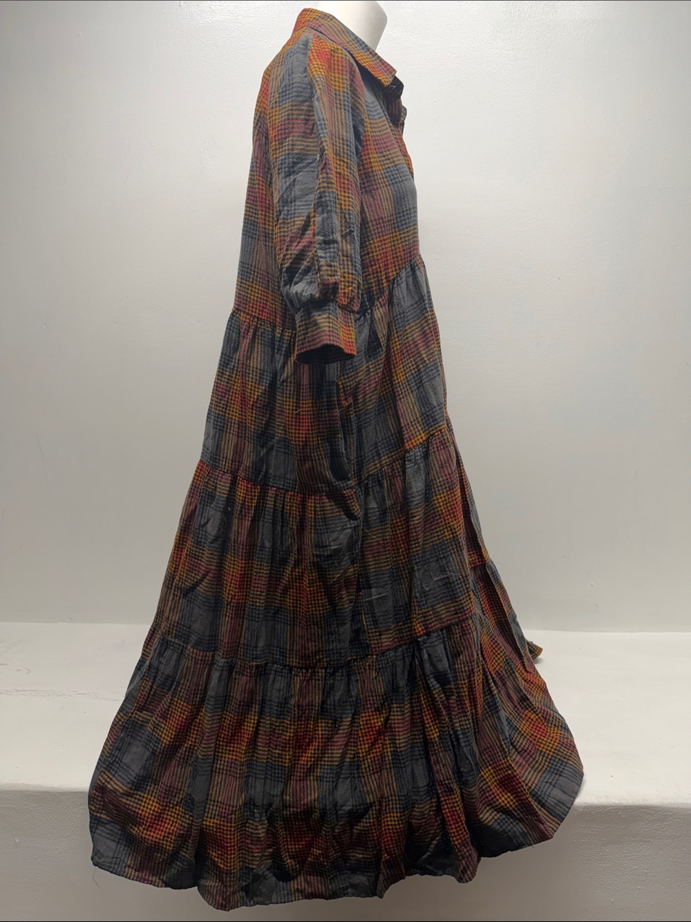Natual Life Dress Midi Plaid Half Sleeve Lightweight Pockets Brown NWT Medium - Picture 4 of 10